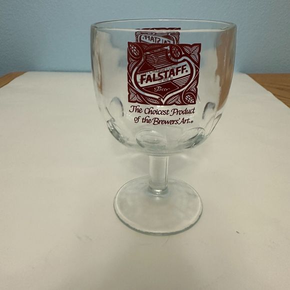 Vintage Falstaff Glass Beer Goblet Thumbprint Stemmed Mug 6 Inches Tall - Picture 4 of 10